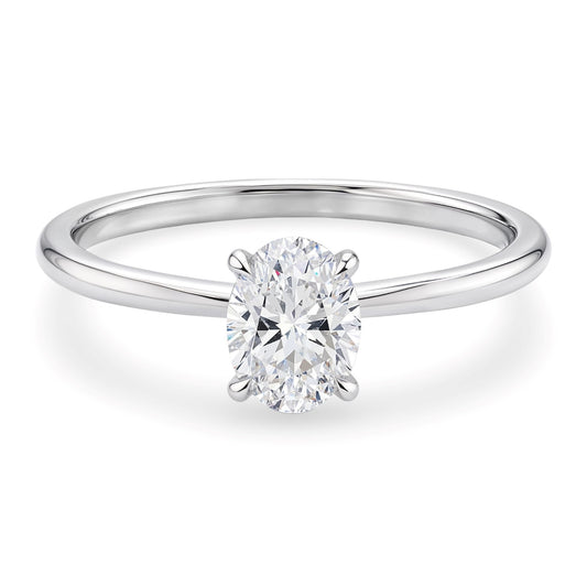 1 Carat Oval Lab Grown IGI G/VS1 Diamond Solitaire Ring in 14K White Gold